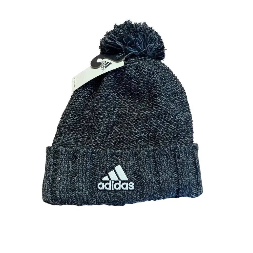 Adidas Men's Recon 3 Ballie Black & Gray Fleece Marble Beanie Winter Hat New